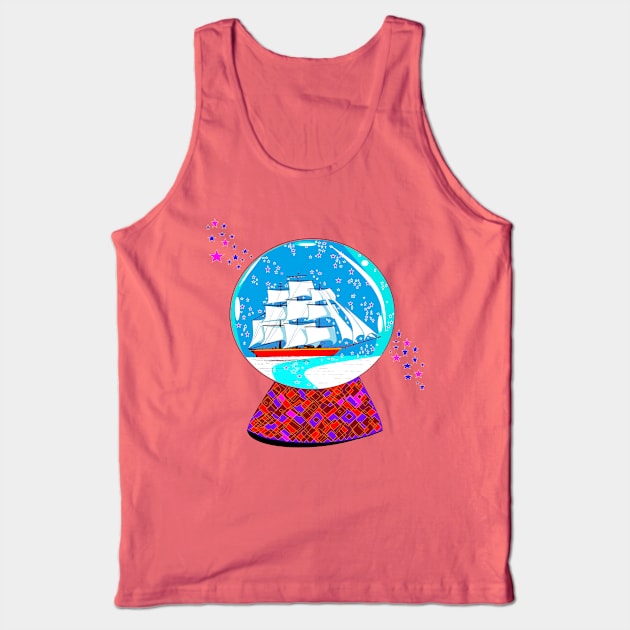 A Snow Globe with Clipper Ship Tank Top by YudyisJudy